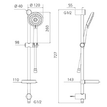 Copenhagen Hand-Held Shower with Rail